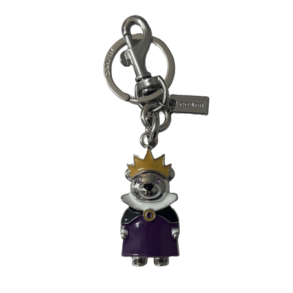 Coach Royal Bear Keychain in Silver and Purple